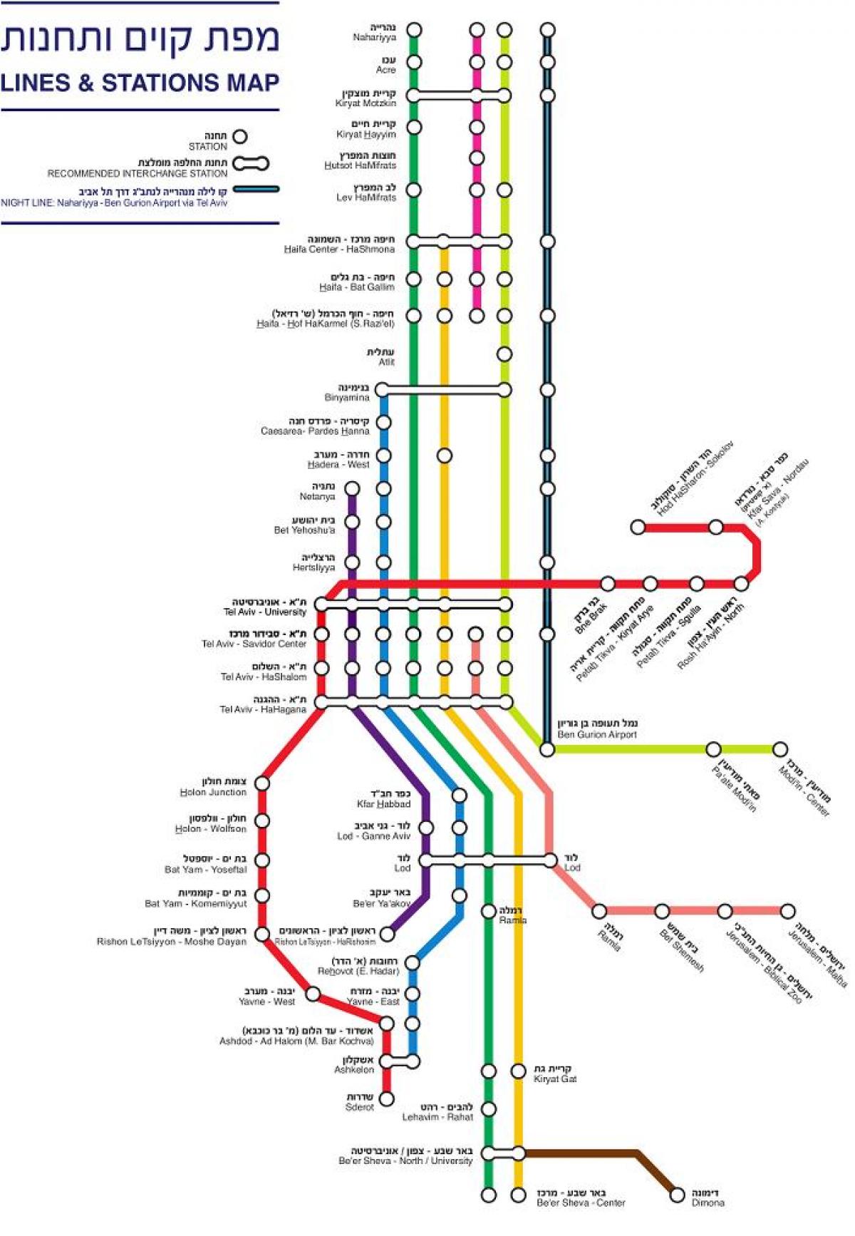 карта Израиля на поезд